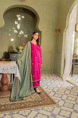 Lawn-3PC Embroidered Shirt with Lawn Embroidered Dupatta- 1173