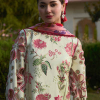 HUSSAIN REHAR Luxury Dhanak 3PC Embroidered With Digital Printed Wool Shawl-211