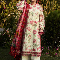 HUSSAIN REHAR Luxury Dhanak 3PC Embroidered With Digital Printed Wool Shawl-211