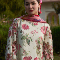 HUSSAIN REHAR Luxury Dhanak 3PC Embroidered With Digital Printed Wool Shawl-211