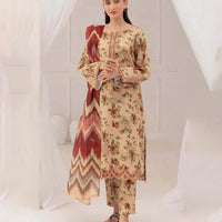 3PC Lawn Printed Shirt With Digital Printed Dupatta-1616